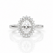 18k Oval Cut Diamond Option Vintage Halo Engagement Ring-Black Diamonds New York