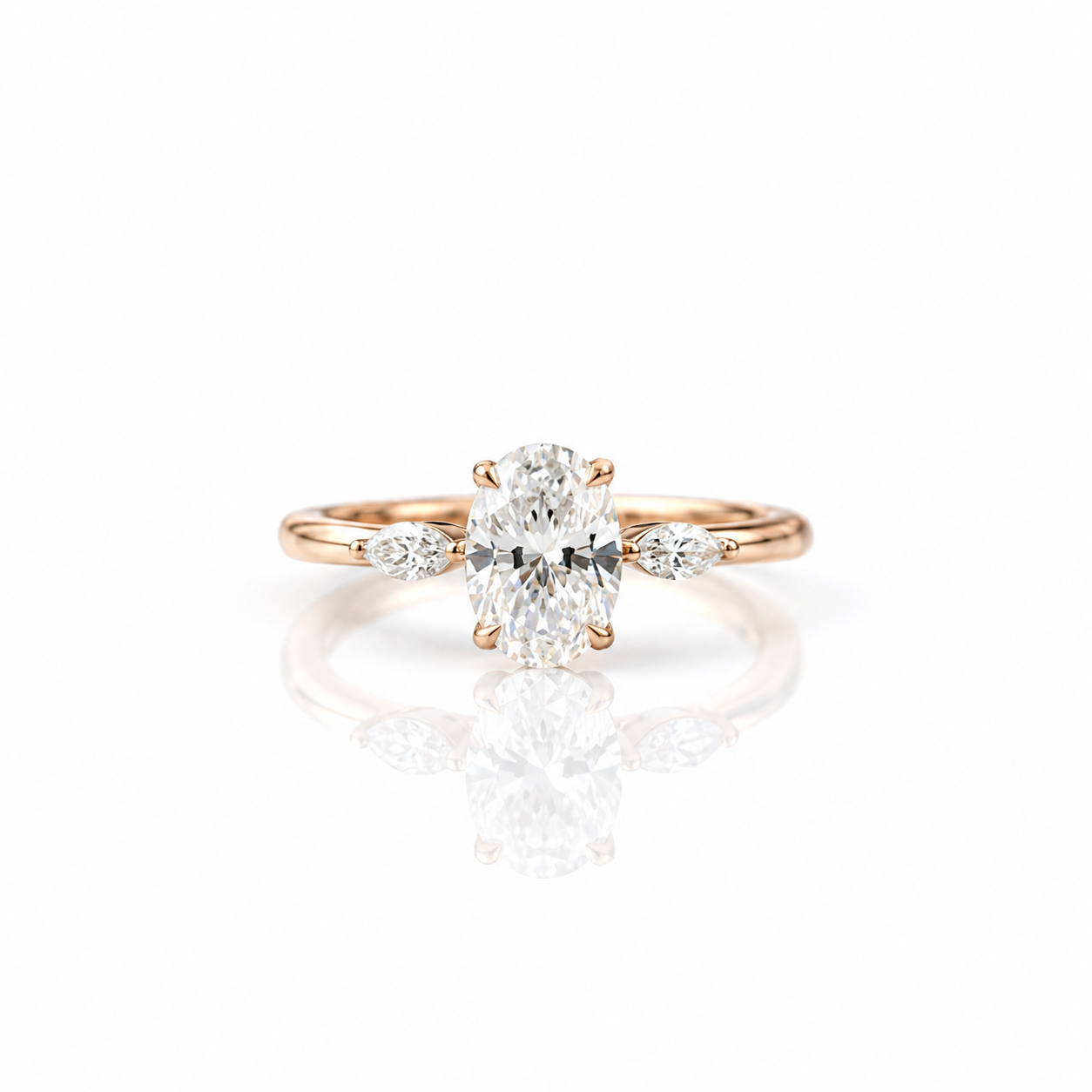 18k Oval Cut Three Stone Diamond Option Engagement Ring-Black Diamonds New York