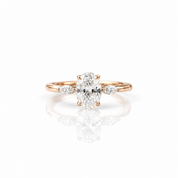 18k Oval Cut Three Stone Diamond Option Engagement Ring-Black Diamonds New York