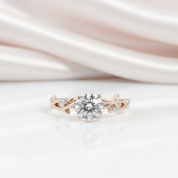 18k Rose Gold 1.0 Ct 6.5mm Diamond Option Art Deco Engagement Ring-Black Diamonds New York