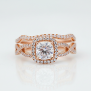 18K Rose Gold Cushion Cut 1.0 Ct Diamond Option Halo Engagement Ring-Black Diamonds New York