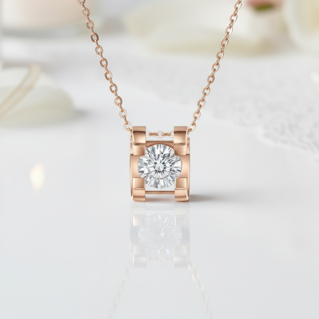 18k Rose Gold Diamond Option Bull Head Pendant Necklace-Black Diamonds New York