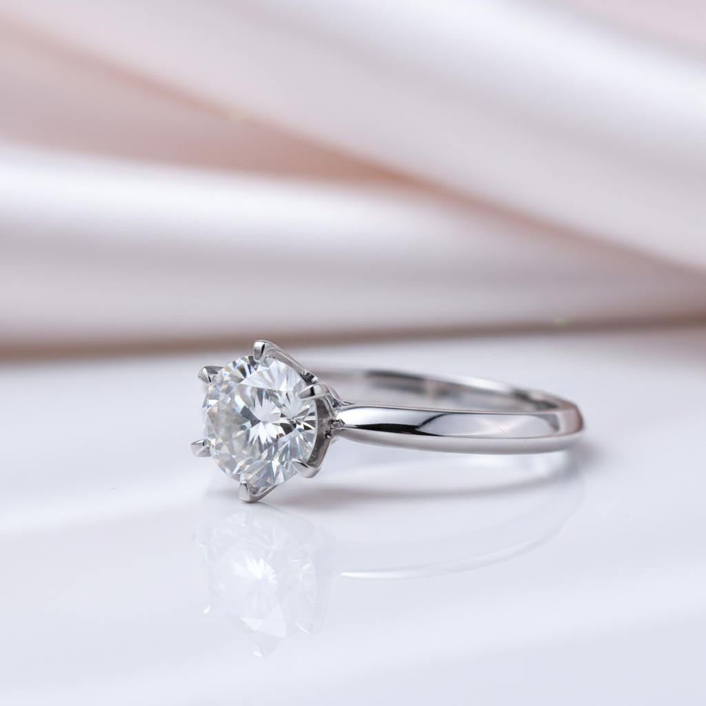 18k White Gold 1.0 Ct Diamond Option Classic Engagement Ring-Black Diamonds New York
