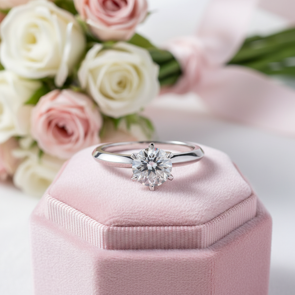 18k White Gold 1.0 Ct Diamond Option Classic Engagement Ring-Black Diamonds New York