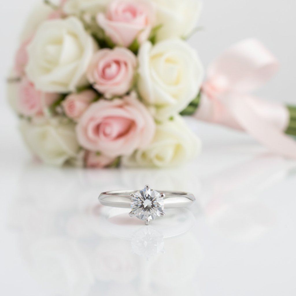 18k White Gold 1.0 Ct Diamond Option Classic Engagement Ring-Black Diamonds New York