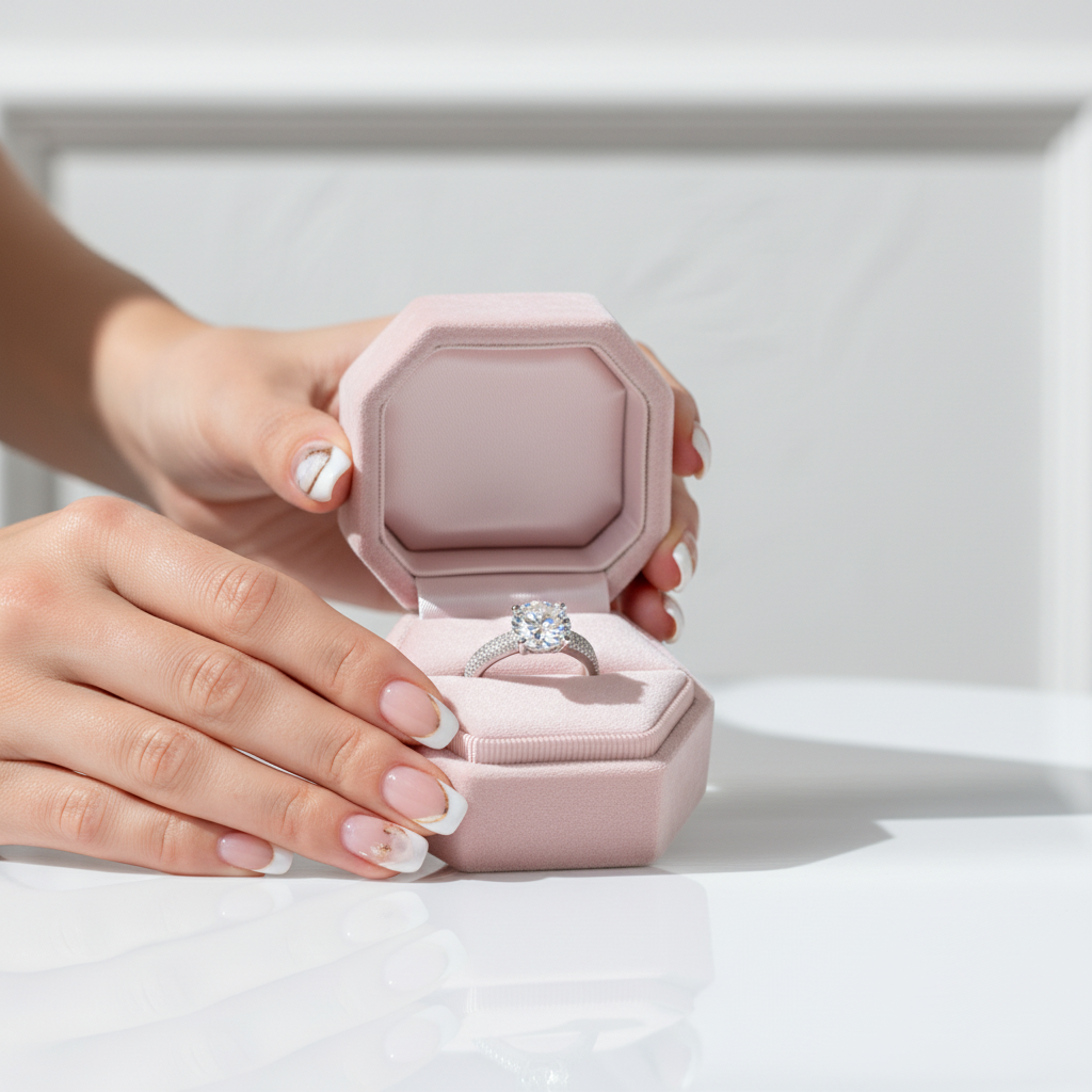 18k White Gold 1.0 Ct Round Diamond Engagement Ring-Black Diamonds New York