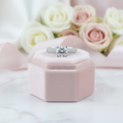 18k White Gold 1.0 Ct Round Diamond Engagement Ring-Black Diamonds New York