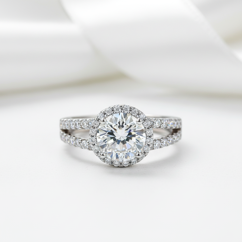 18k White Gold 2.0 Ct Diamond Option Halo Engagement Ring-Black Diamonds New York