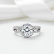 18k White Gold 2.0 Ct Diamond Option Halo Engagement Ring-Black Diamonds New York