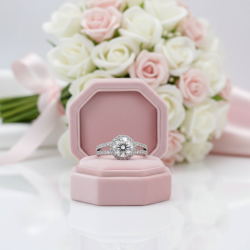 18k White Gold 2.0 Ct Diamond Option Halo Engagement Ring-Black Diamonds New York