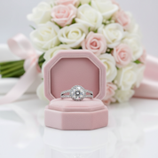18k White Gold 2.0 Ct Diamond Option Halo Engagement Ring-Black Diamonds New York