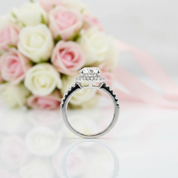 18k White Gold 2.0 Ct Diamond Option Halo Engagement Ring-Black Diamonds New York