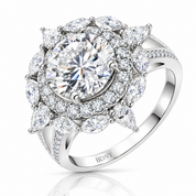 18k White Gold 3.0 Ct Round Cut Diamond Option Engagement Ring-Black Diamonds New York
