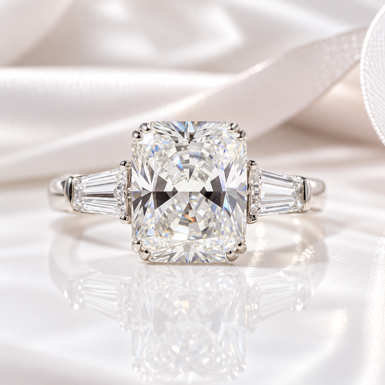 18k White Gold 3.0ct Radiant Cut Diamond Option Engagement Ring-Black Diamonds New York