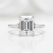 18k White Gold 5.0ct Emerald Cut Diamond Option Engagement Halo Ring-Black Diamonds New York