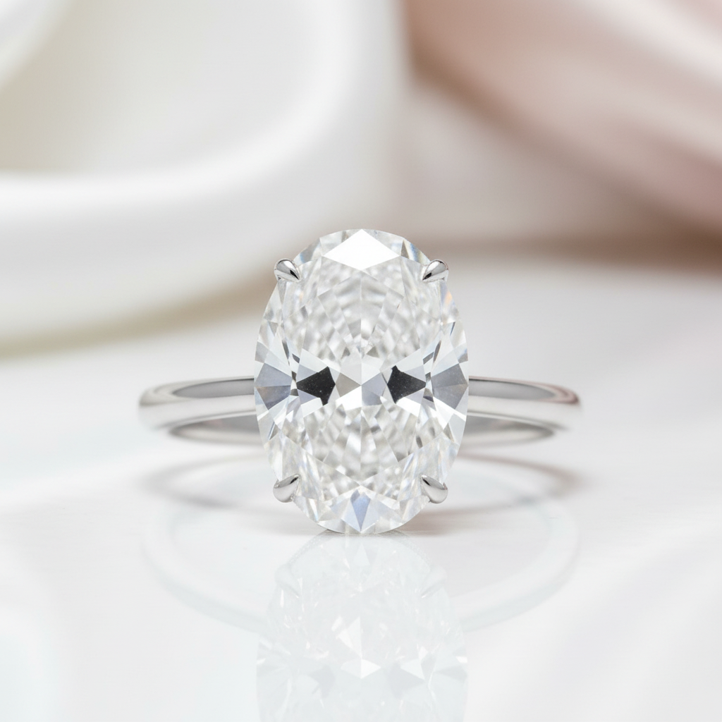 18k White Gold Oval Cut 7.0 Ct Diamond Option Halo Engagement Ring-Black Diamonds New York