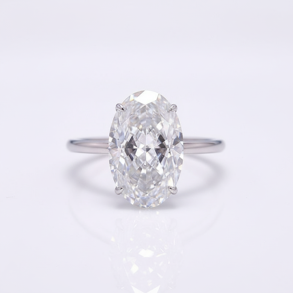 18k White Gold Oval Cut 7.0 Ct Diamond Option Halo Engagement Ring-Black Diamonds New York