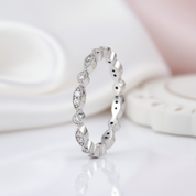 18k White Gold Round Diamond Option Antique Milgrain Option Eternity Ring Band-Black Diamonds New York