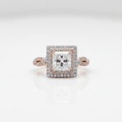 18k White and Rose Gold 2.5 Ct Princess Diamond Option Halo Engagement Ring-Black Diamonds New York