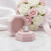 18k White and Rose Gold 2.5 Ct Princess Diamond Option Halo Engagement Ring-Black Diamonds New York