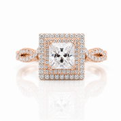 18k White and Rose Gold 2.5 Ct Princess Diamond Option Halo Engagement Ring-Black Diamonds New York