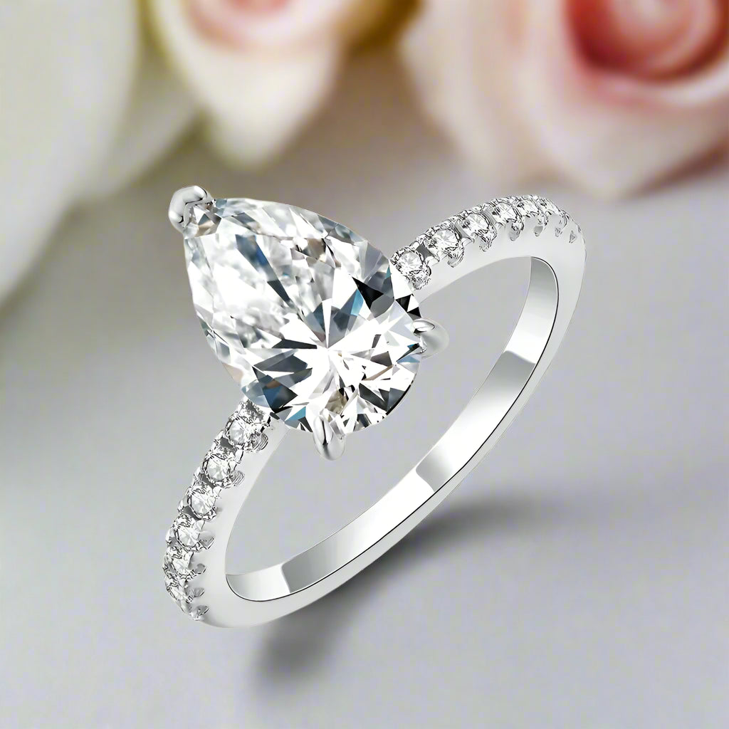 18k Yellow Gold 3.0 Ct Pear Cut Diamond Engagement Ring-Black Diamonds New York