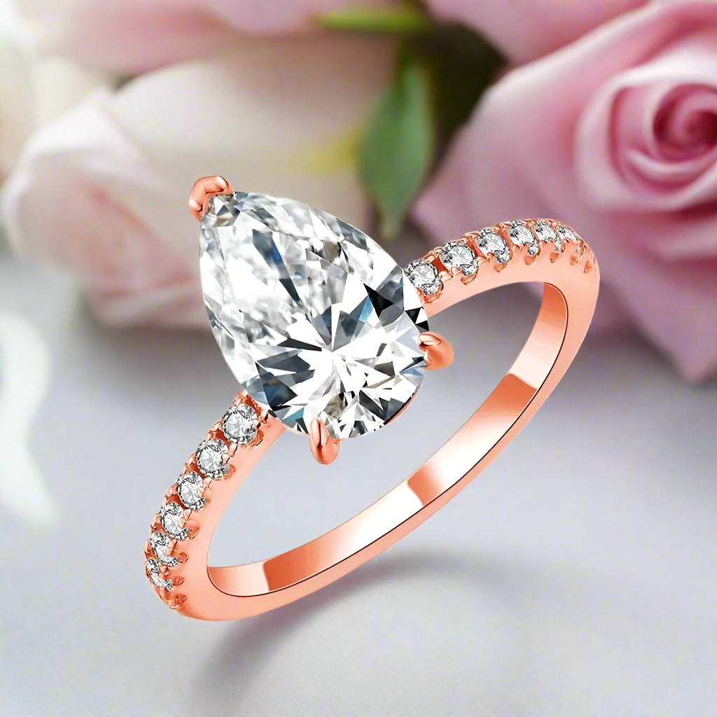 18k Yellow Gold 3.0 Ct Pear Cut Diamond Engagement Ring-Black Diamonds New York