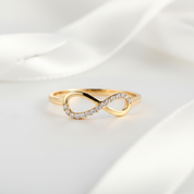 18k Yellow Gold Diamond Option Infinity Engagement Ring-Black Diamonds New York