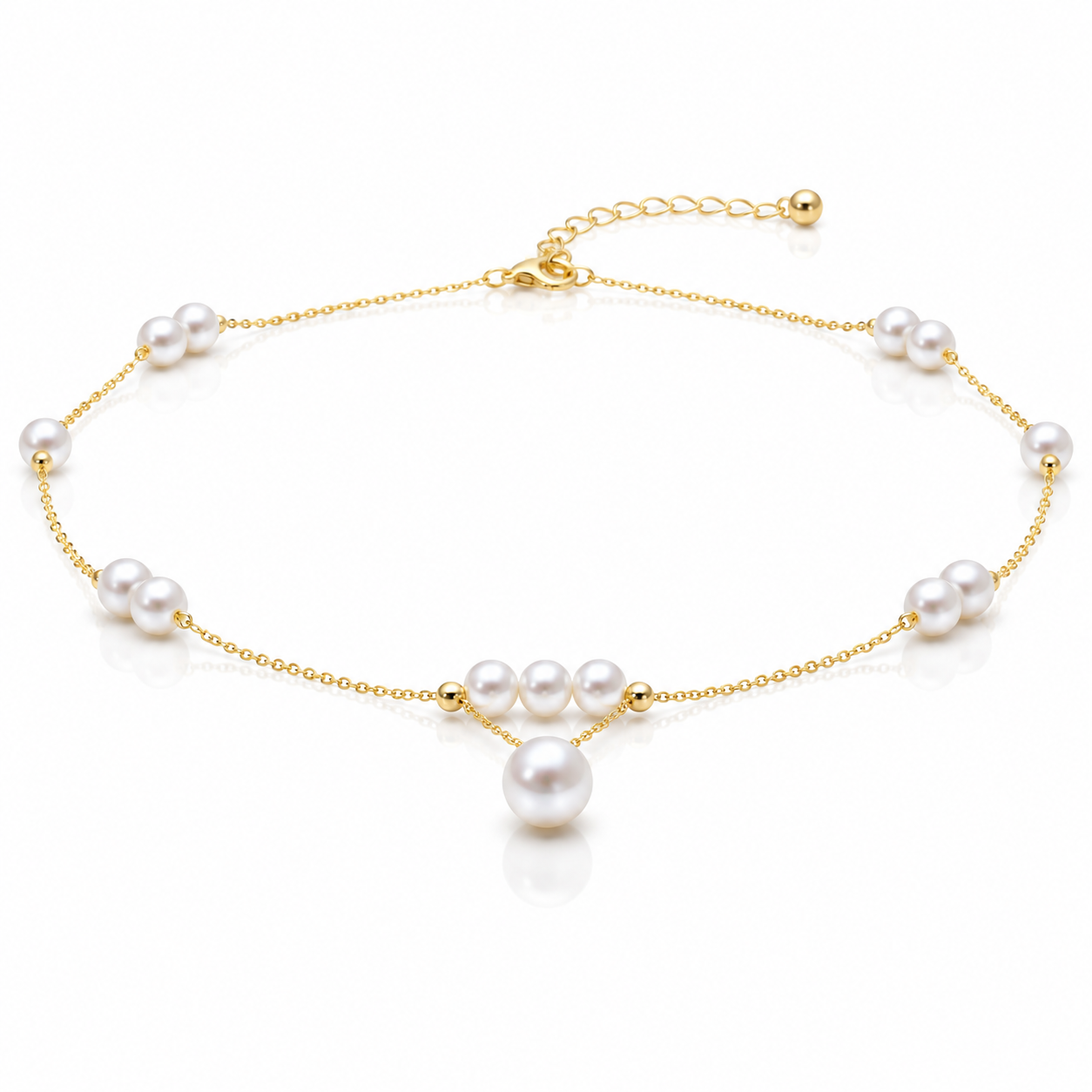 18k Yellow Gold Freshwater Pearl Necklace-Black Diamonds New York