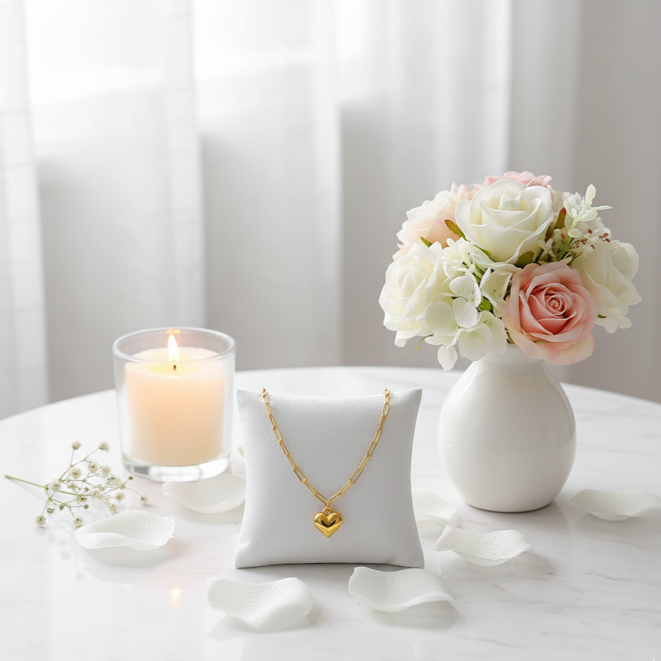 18k Yellow Gold Heart Clavicle Necklace-Black Diamonds New York