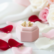 18k Yellow Gold Heart Shaped Stud Earrings-Black Diamonds New York