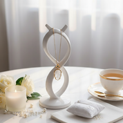 18k Yellow Gold Leaf Pendant Necklace With White Shell-Black Diamonds New York