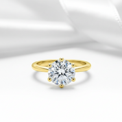18k Yellow Gold Overlay Diamond Option Solitaire Engagement Ring-Black Diamonds New York
