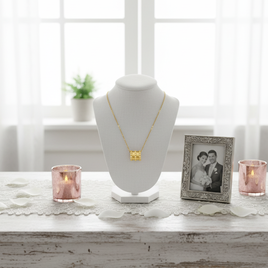 18k Yellow Gold Tubular Design Pendant Necklace-Black Diamonds New York