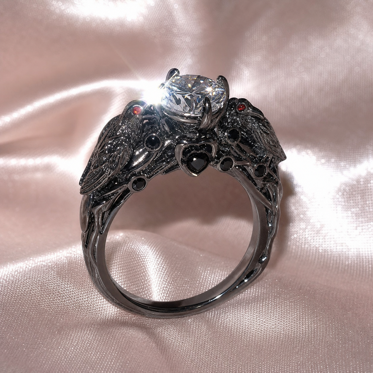 Black Crow- 1.25 Carat Diamond Option Gothic Wedding Ring-Black Diamonds New York