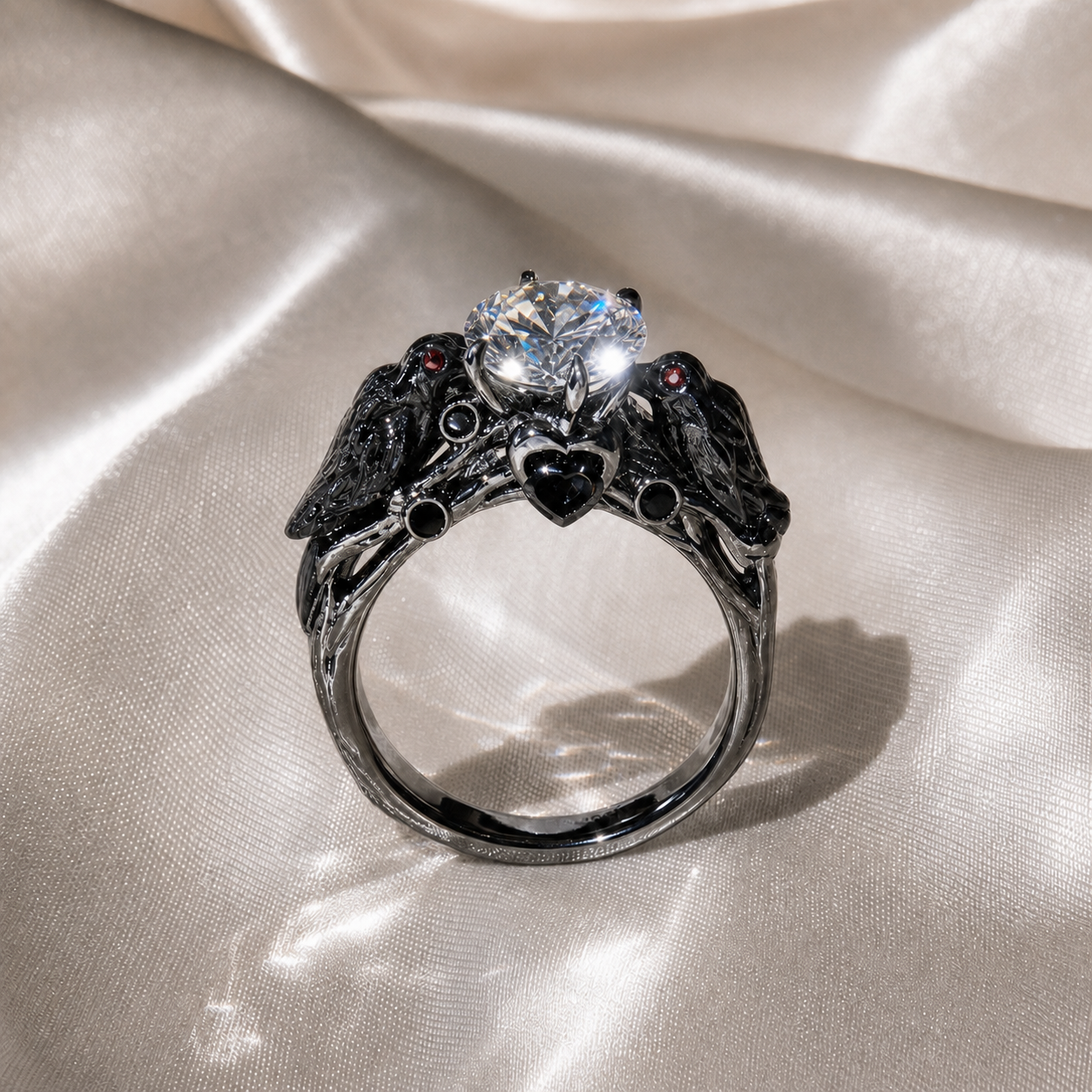 Black Crow- 1.25 Carat Diamond Option Gothic Wedding Ring-Black Diamonds New York