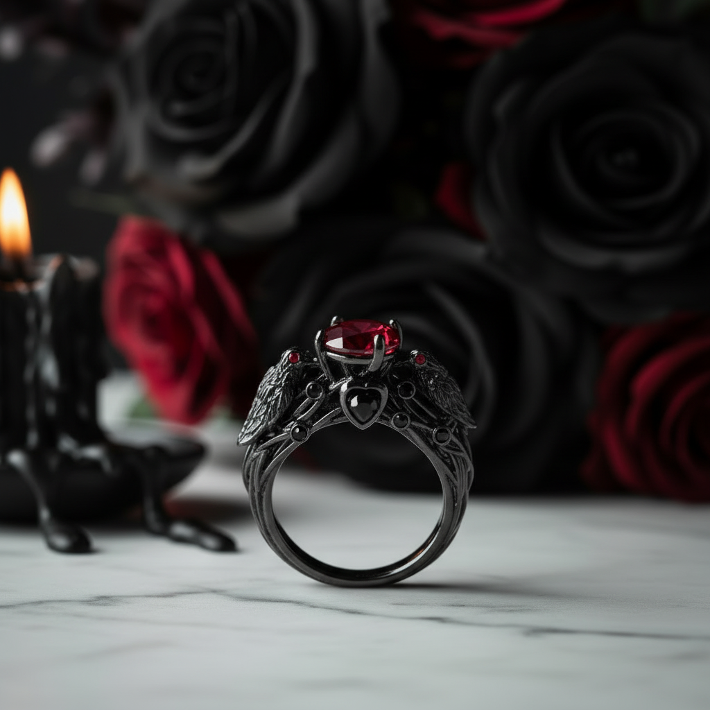 Black Crow- 1.25 Carat Diamond Option Gothic Wedding Ring-Black Diamonds New York