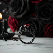 Black Crow- 1.25 Carat Diamond Option Gothic Wedding Ring-Black Diamonds New York