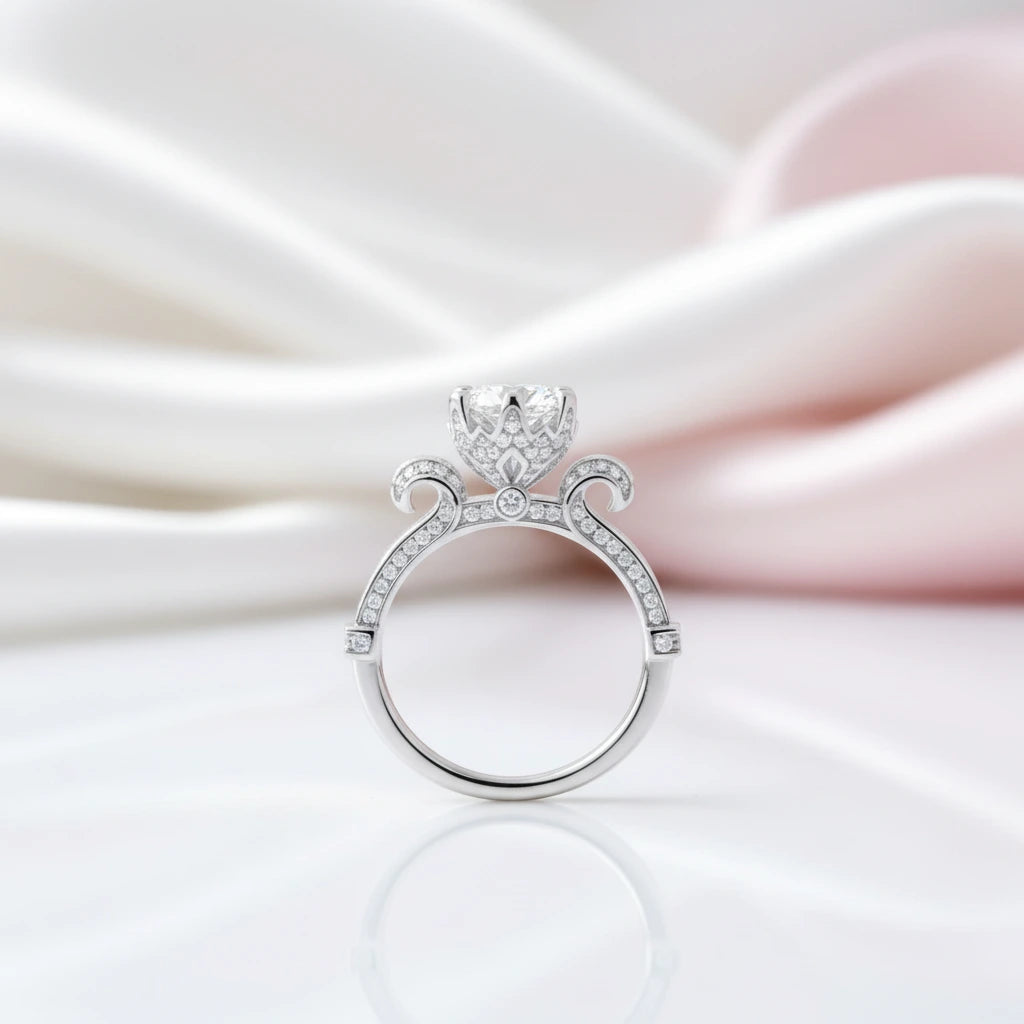 1Ct D Color Antique Option Round Diamond Option Engagement Ring-Black Diamonds New York