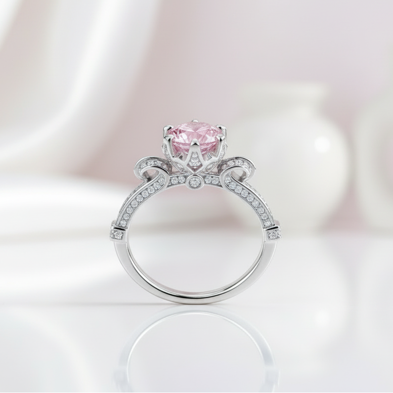 1Ct D Color Antique Style Round Diamond Engagement Ring-Black Diamonds New York