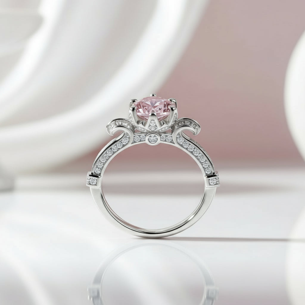 1Ct D Color Antique Style Round Diamond Engagement Ring-Black Diamonds New York