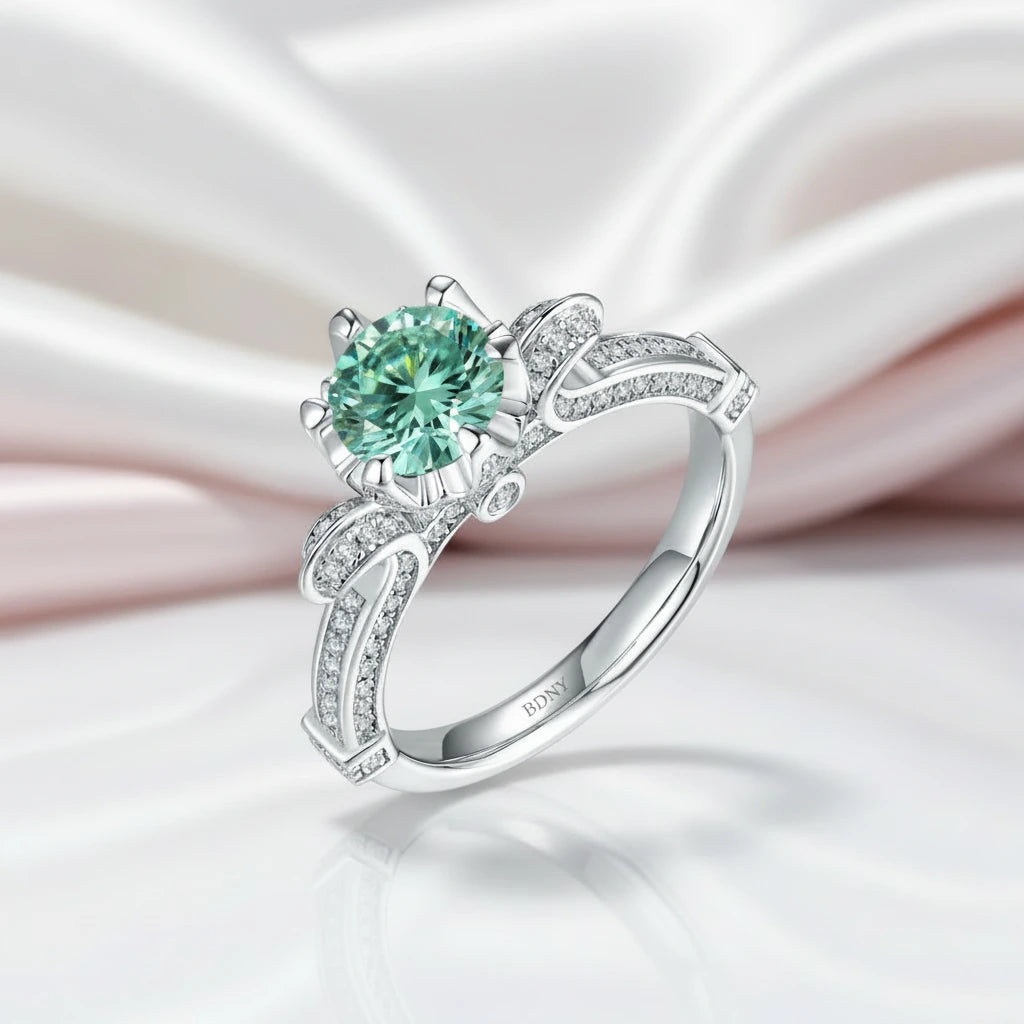 1Ct D Color Antique Option Round Diamond Option Engagement Ring-Black Diamonds New York