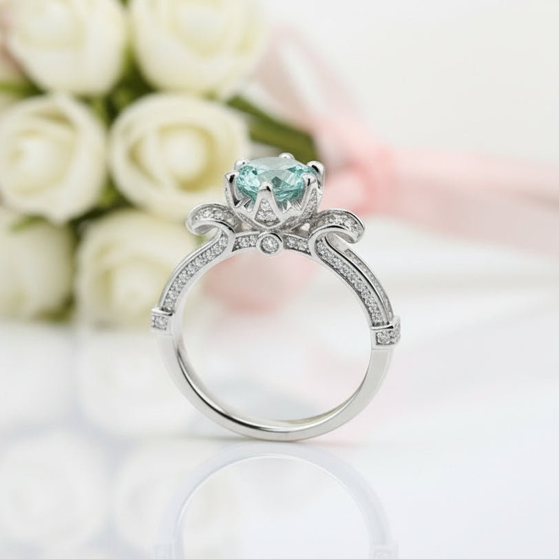 1Ct D Color Antique Style Round Diamond Engagement Ring-Black Diamonds New York