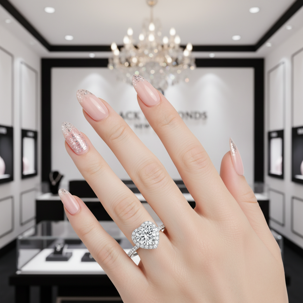 1Ct VVS1Heart Diamond Wedding Ring-Black Diamonds New York