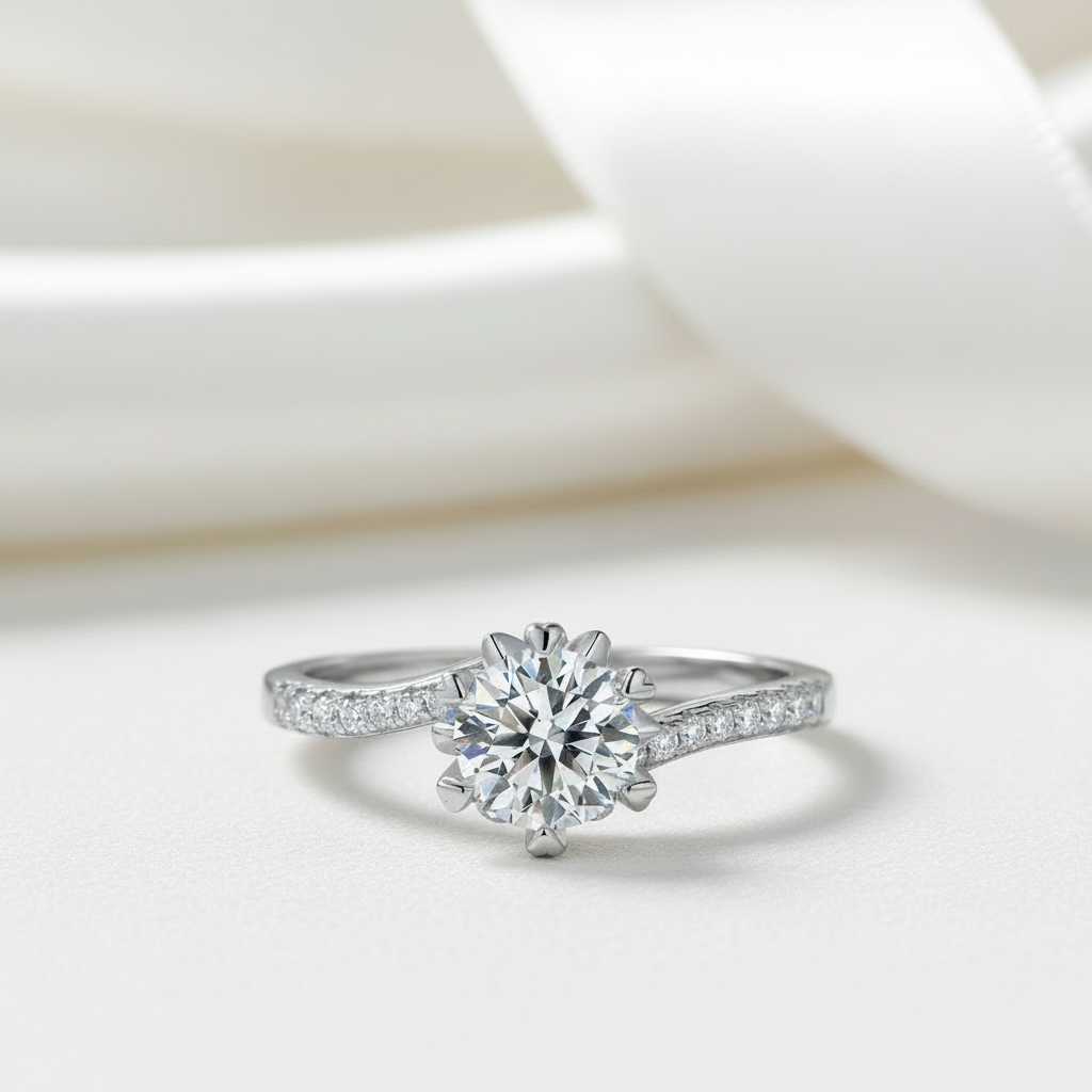 1Ct VVS1 Snowflake Diamond Engagement Ring-Black Diamonds New York