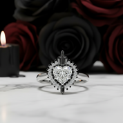 Against All Odds- Heart Shape Diamond Gothic Engagement Ring-Black Diamonds New York