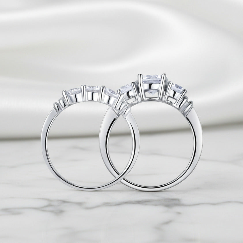 2-Pc 1.25 Ct Three Diamond Option Ring Set-Black Diamonds New York