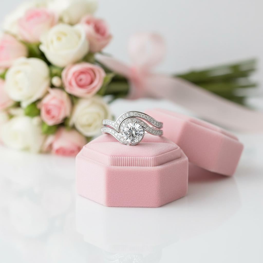 1.25 Carat Diamond Option Swirl Bridal Ring Set-Black Diamonds New York