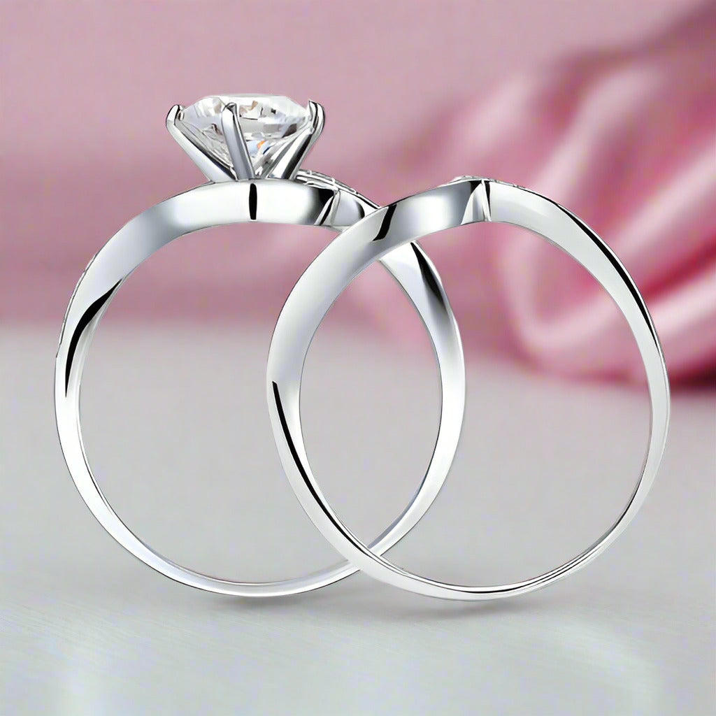 1.25 Carat Diamond Swirl Bridal Ring Set-Black Diamonds New York