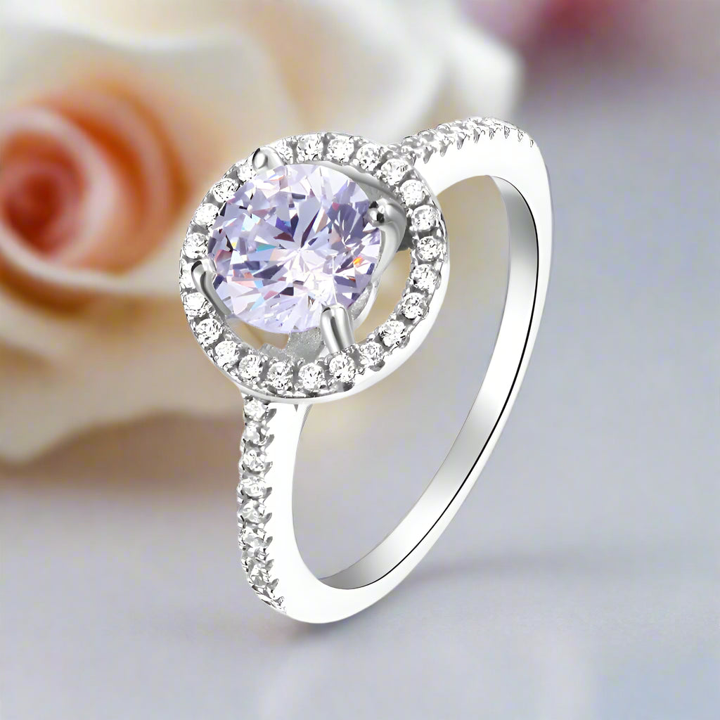 1.25 Ct Round Cut Diamond Halo Engagement Ring-Black Diamonds New York